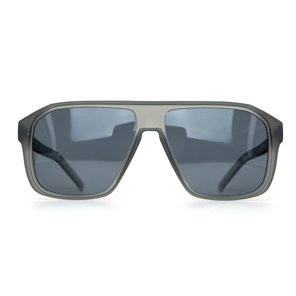 Mens Matte Grey Sunglasses Classy Square Smoke Lens UV400 Business Wear Gafas